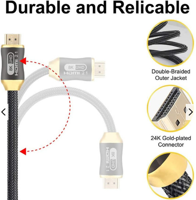 4k 120hz Hdmi 2.1 আল্ট্রা হাই স্পিড Hdmi কেবল 30awg ওয়্যার