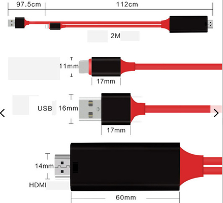 IPhone 13 13Plus-এর জন্য 8 পিন 2m HDMI কেবল সমাবেশ 1080p অডিও কেবল এইচডিএমআই